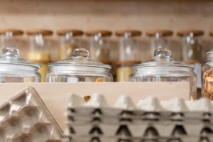 Jars of cereals in an unwrapped store Jars of cereals in an unwrapped store